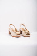 Ellor Gold Buckle Platform Sandal – Ivory
