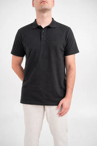 Premium Waffle-Texture Men's Polo - Black