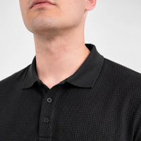 Premium Waffle-Texture Men's Polo - Black
