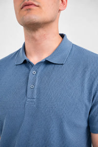 Premium Waffle-Texture Men's Polo - Coastal blue