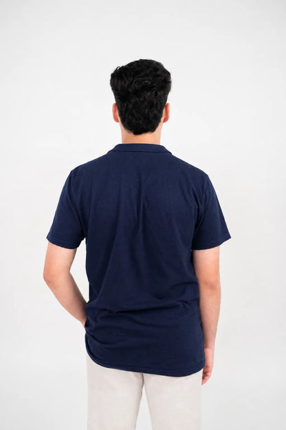 Polo premium gaufré pour homme - Bleu marine