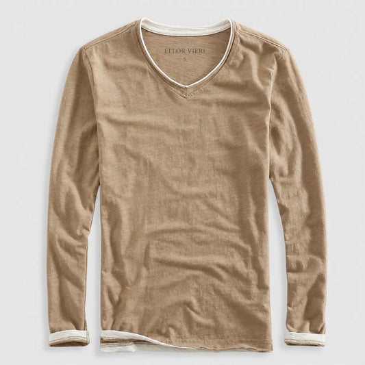 Chemise Ellor à manches longues en coton - Marron
