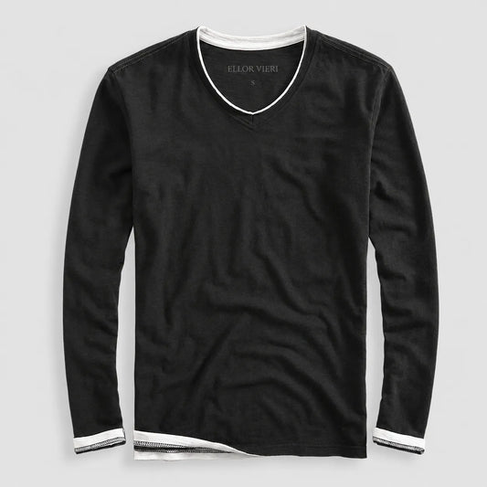 Chemise à manches longues en coton Ellor - Noir