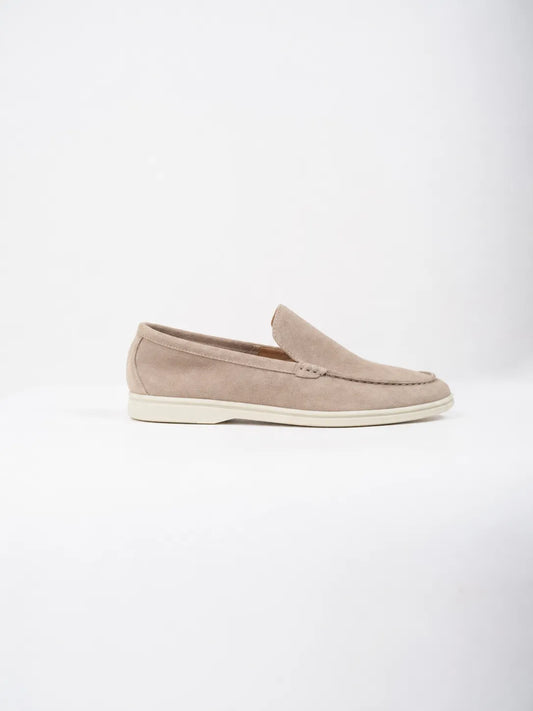 Mocassins Ellor en daim à bout mocassin – Taupe chaud