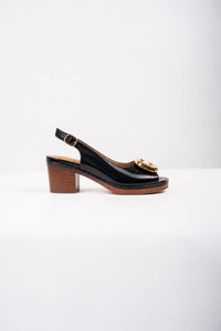 Ellor Gold Buckle Platform Sandal – black