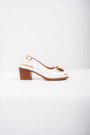 Ellor Gold Buckle Platform Sandal – White