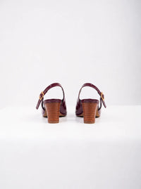 Ellor Gold Buckle Platform Sandal – Deep Burgundy