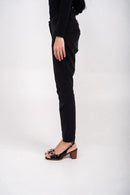 Ellor Gold Buckle Platform Sandal – black