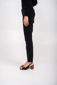 Ellor Gold Buckle Platform Sandal – black
