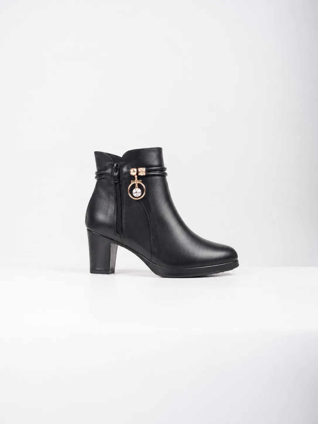 Ellor Jewel Charm Ankle Boot – Jet Black