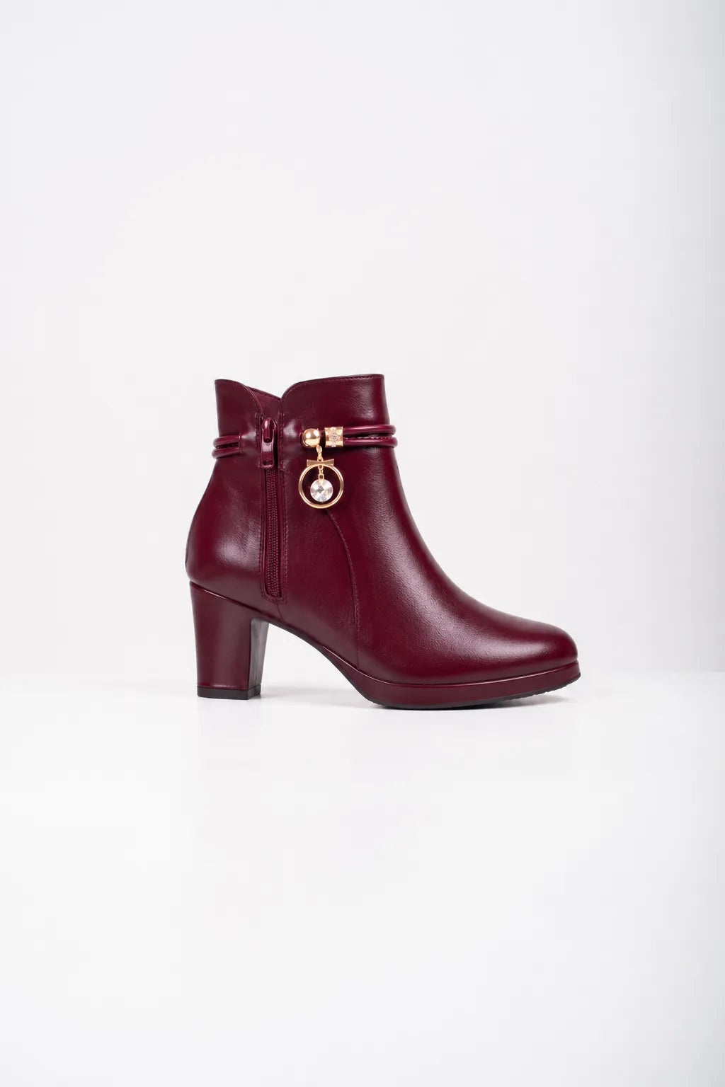 Ellor Jewel Charm Ankle Boot – Burgundy Wine