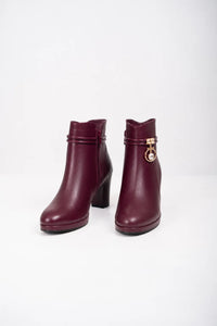 Ellor Jewel Charm Ankle Boot – Burgundy Wine