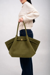 Ellor Dumpling Oversized Tote – Olive Green