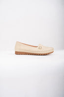 Ellor Embroidered Loafer Flat – Cream Beige