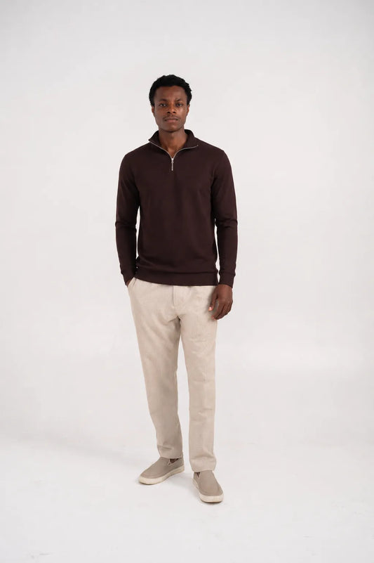 Ellor Quarter-Zip Pullover – Dunkle Schokolade