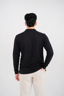 Ellor Long Sleeve Cotton Polo – Black
