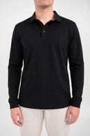 Ellor Long Sleeve Cotton Polo – Black