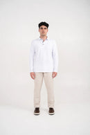 Ellor Long Sleeve Cotton Polo – White