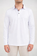 Ellor Long Sleeve Cotton Polo – White