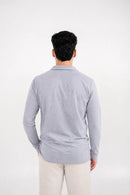 Ellor Long Sleeve Cotton Polo – Grey