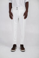 Ellor Tapered High-Waist Trousers – White