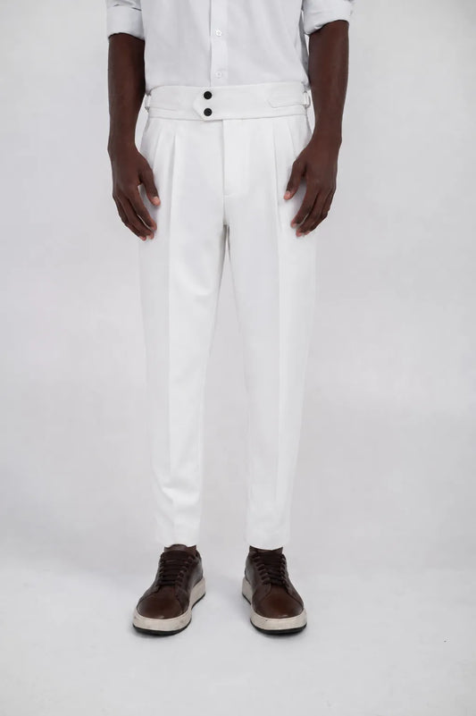 Ellor Tapered High-Waist Trousers – White