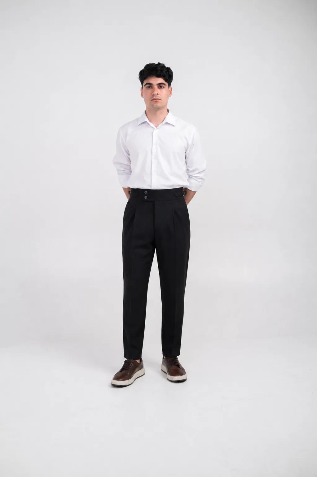 Ellor Tapered High-Waist Trousers – Black