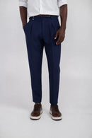 Ellor Tapered High-Waist Trousers  — Navy