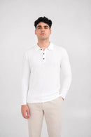 Ellor Long Sleeve Polo Shirt – White