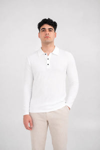 Ellor Long Sleeve Polo Shirt – White