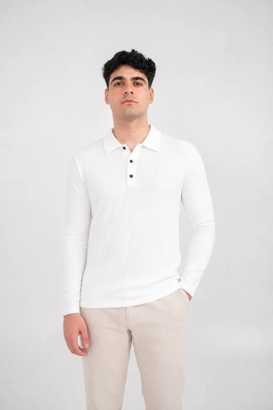 Polo à manches longues Ellor – Blanc