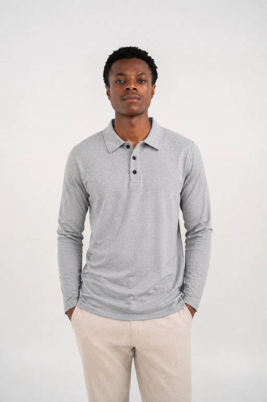 Polo manches longues Ellor – Gris chiné