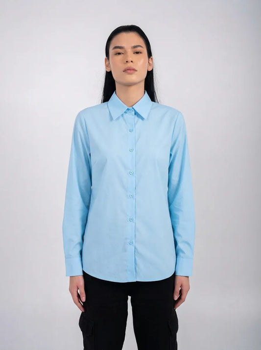 Chemise boutonnée classique Ellor – Bleu ciel