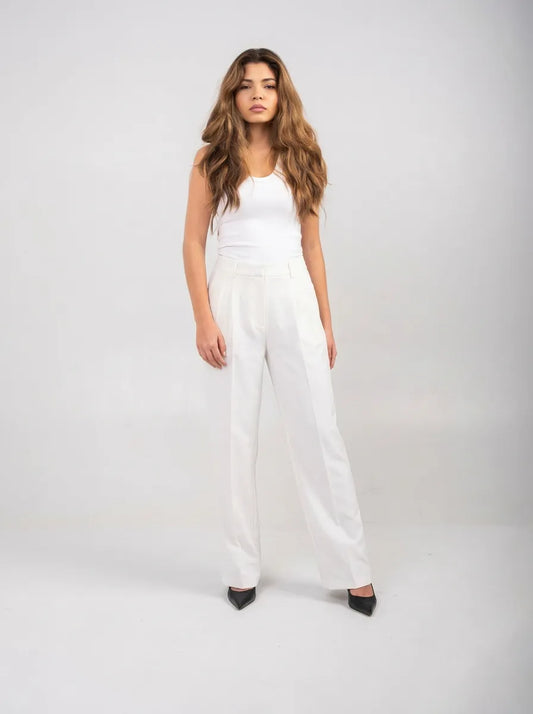 Pantalon large Ellor – Blanc ivoire