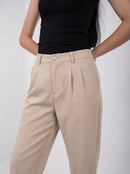 Ellor Wide Leg Trousers – Sand Beige