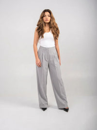 Ellor Wide Leg Trousers – Light Grey