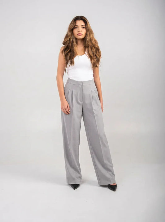 Pantalon large Ellor – Gris clair