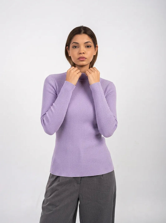 Haut en maille côtelée Ellor – Violet lilas