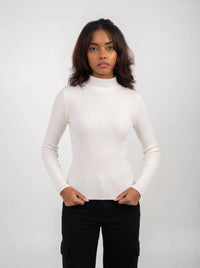 Ellor Ribbed Knit Top – White