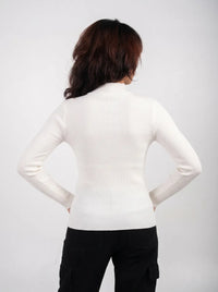 Ellor Ribbed Knit Top – White