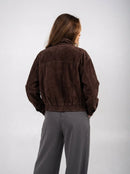 Ellor Suede Bomber Jacket – Deep Brown