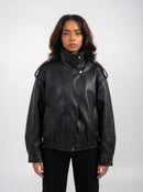 Ellor Oversized Moto Jacket – Jet Black