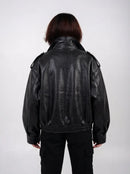 Ellor Oversized Moto Jacket – Jet Black