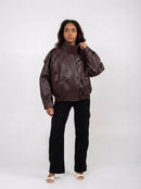 Ellor Oversized Moto Jacket – Burnt Umber
