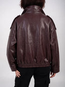 Ellor Oversized Moto Jacket – Burnt Umber